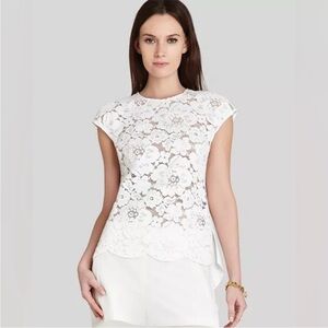 BCBGMAXAZRIA Shanine Lace Peplum Top Size Small